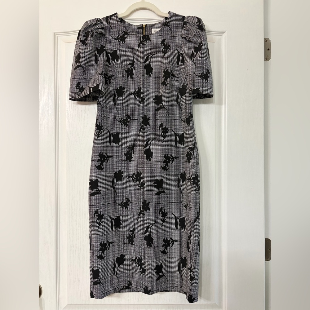 Calvin Klein Black Floral Plaid Midi Dress